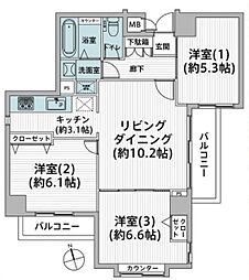 サーパス和光 3LDKの間取図画像