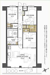 レクセル朝霞 3LDKの間取図画像