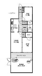 ロイヤルステージ小作 2LDKの間取図画像