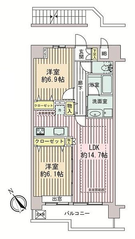 2LDK 間取り