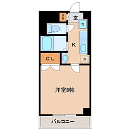 グランドール壱番館 1Kの間取図画像