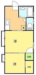 第2桜井荘 2Kの間取図画像