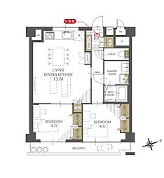 松戸栄町ハイム 2LDKの間取図画像