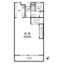 北小金ハイツC棟 ワンルームの間取図画像