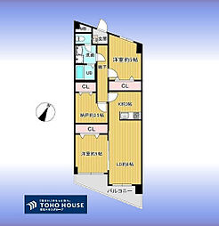 キャニオンマンション第二蕨 2SLDKの間取図画像