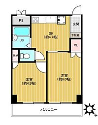 メゾン梅島 6階2DKの間取り