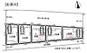 その他：全体区画図には5棟が配置されており各棟ごとに駐車スペースが確保されています。ゆとりある区画割りで敷地面積や接道状況が一目で分かります。
