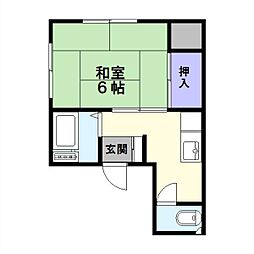 松乃ハイツ 2階1Kの間取り