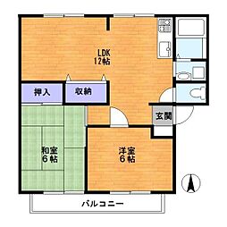 サンライフ谷塚 2階2LDKの間取り