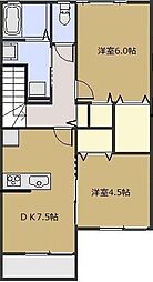 サニーウェル 2DKの間取図画像