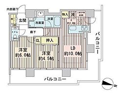 ブランズタワーアイム札幌大通公園 3階2LDKの間取り