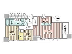 プライムメゾン大通公園 12階2LDKの間取り