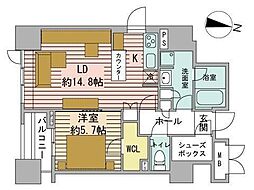 プライムメゾン大通公園 3階1LDKの間取り