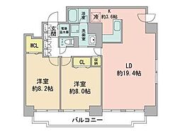 アルテシア 9階2LDKの間取り