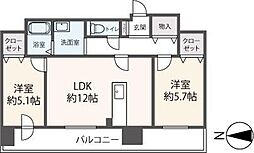 札幌市営東西線 バスセンター前駅 徒歩4分の賃貸マンション 11階2LDKの間取り