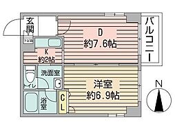 コンフォリア北3条 4階1DKの間取り