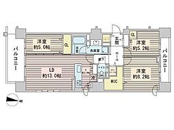 クレアホームズ札幌医大前プレステージ 13階3LDKの間取り