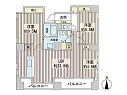 ビッグタワー大通公園 25階3LDKの間取り