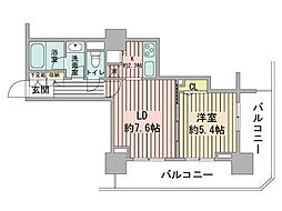 PRIMEURBAN札幌リバーフロント 1LDKの間取図画像