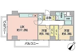 コンドー円山KIRARI 2LDKの間取図画像