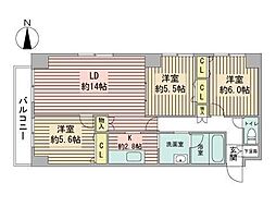 COMFORIA北三条 3LDKの間取図画像