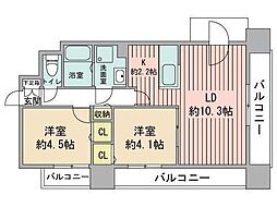 RESIDIASAPPORO-EKIMAE 2LDKの間取図画像