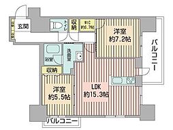 マストライフ南4条 2LDKの間取図画像