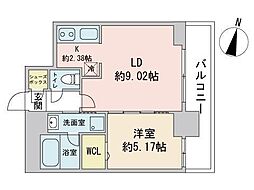 COLORE知事公館前 1LDKの間取図画像