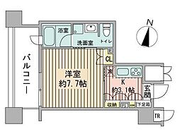 ラフィネタワー札幌南3条 1Kの間取図画像