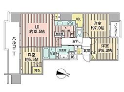 シティハウス円山 3LDKの間取図画像