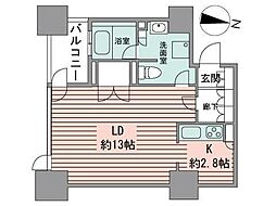 プライムメゾン鴨々川 1Kの間取図画像