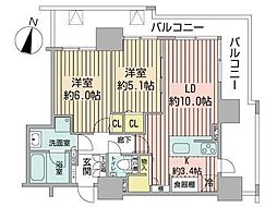 ブランズタワー札幌 2LDKの間取図画像