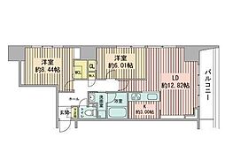 レジディア大通公園 2LDKの間取図画像