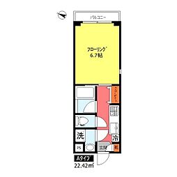 ボーテリジエール東雪谷 1Kの間取図画像