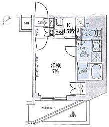 ルフォンプログレ赤塚 1Kの間取図画像