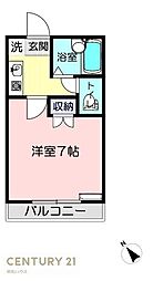 パークハイムわかば 2階1Kの間取り