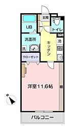 DearLife若葉 1Kの間取図画像