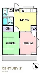 トヨタハイツ 2DKの間取図画像