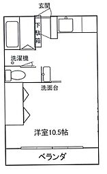 上村マンションA棟 1DKの間取図画像