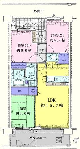 間取り コンフォート若葉ポルカ 3階部分 3階/-