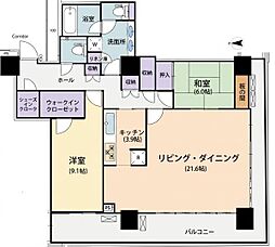 ザリバープレイスサウスタワー 2LDKの間取図画像