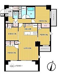 アトラスシティ千歳烏山グランスイート 杜ノ棟(4階/4階建) 4LDKの間取図画像