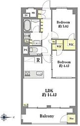 東建マンション学芸大 2LDKの間取図画像