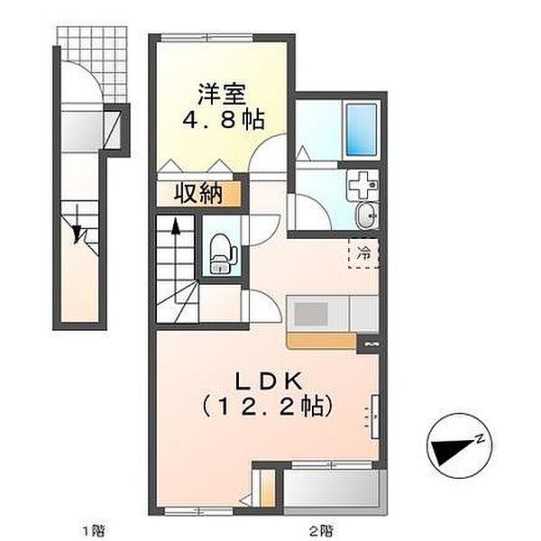 グラン・カルム 205｜鳥取県鳥取市古市(賃貸アパート1LDK・2階・44.96㎡)の写真 その2