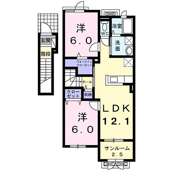 チェリー　ハウス　Ｈ ｜鳥取県倉吉市上余戸(賃貸アパート2LDK・2階・62.44㎡)の写真 その2