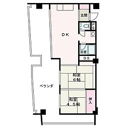 マンションあさも 2DKの間取図画像