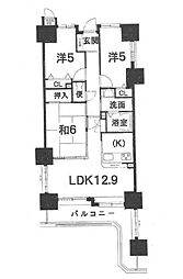 サンライズマンション岩出8 3LDKの間取図画像