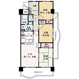 サンライズマンション岩出2 3LDKの間取図画像