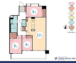 朝日マンション横浜蒔田 3LDKの間取図画像