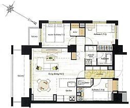 クレストフォルム横浜片倉町 3LDKの間取図画像